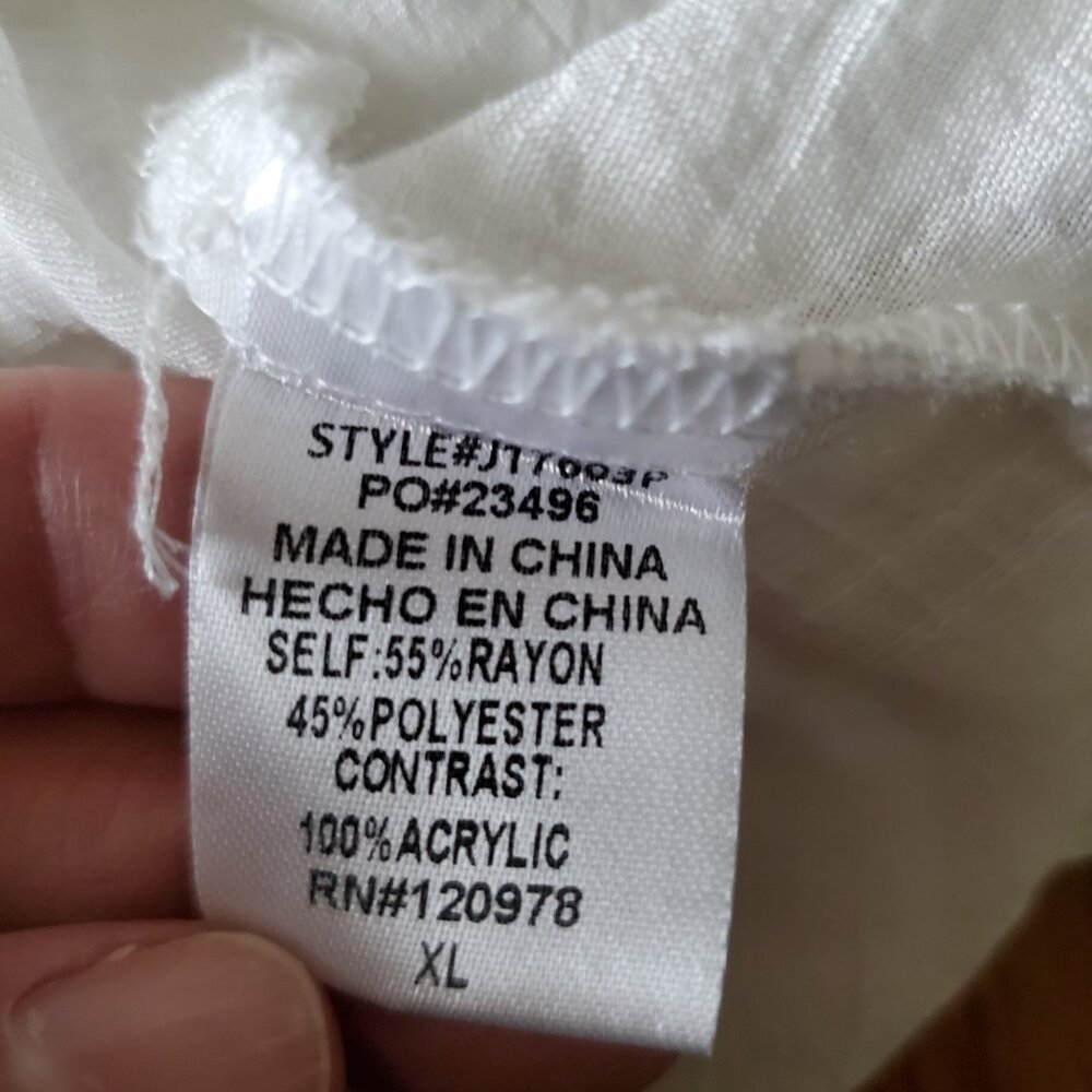 Entro Anthropologie White Medium Colorful Crochet Flowers Floral Cardigan XL - Picture 14 of 15